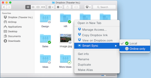 Smart sync dropbox mac